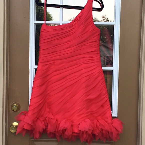 Theia Couture Red 100% Silk Cocktail Dress - Picture 2 of 16